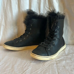UGG Croft Toscana Fur Lined Leather High Top Lace Up Sneaker Winter Boot